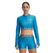 Koszulki i topy damskie - Damski longsleeve treningowy Under Armour Heatgear Rib 1/4 Zip Ls - niebieski - miniaturka - grafika 1
