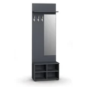 Meble do przedpokoju - Garderoba z szafką na buty i lustrem PRIMO, 3 haczyki, półka, grafitowy - miniaturka - grafika 1