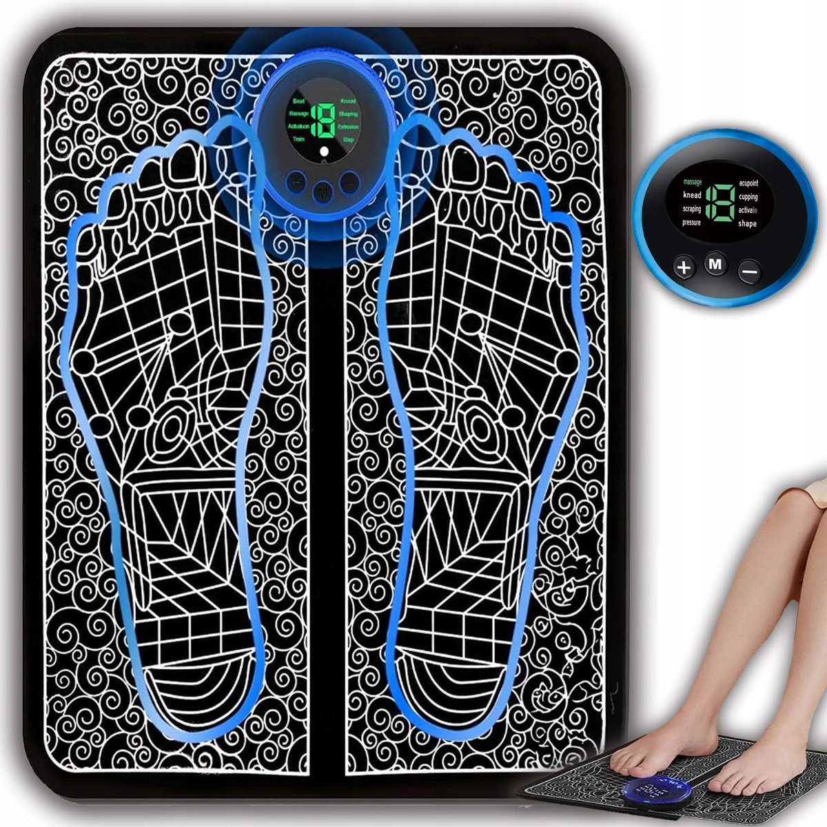 ELEKTROSTYMULATOR MIĘŚNI EMS MASAŻER STÓP MATA DO MASAŻU ELEKTROTERAPIA AKU