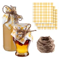 Pojemniki kuchenne - KAPTURKI NAKŁADKI NA SŁOIKI PRZETWORY BUTELKI SERWETKI + SZNUREK JUTOWY x10 - miniaturka - grafika 1