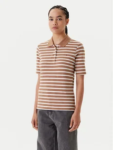 Tommy Hilfiger Polo 1895 WW0WW43224 Brązowy Regular Fit - Koszulki i topy damskie - miniaturka - grafika 1