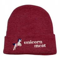 Czapki damskie - Czapka zimowa bordowa z napisem "Unicorn Meat" - rozmiar uniwersalny - miniaturka - grafika 1