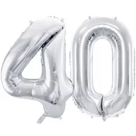 Balony i akcesoria - Balony foliowe Cyfra 40 - 86 cm - Srebrny - duże na URODZINY - miniaturka - grafika 1