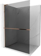 Ścianki i drzwi prysznicowe - Mexen Kioto+ L ścianka prysznicowa z półką Walk-in 120 x 200 cm, grafit, różowe złoto - 800-120-123-60-40 - miniaturka - grafika 1