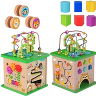 Sortery dla dzieci - TOOKY TOY Kostka Edukacyjna Sorter Labirynt Przeplatanka Zwierzątka - miniaturka - grafika 1