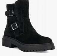 Botki damskie - Geox Iridea Botki Czarne Skórzane Modne Na Jesień Wygodne Damskie 41 Jkb - miniaturka - grafika 1