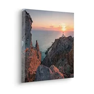 Wyposażenie pokoiku dziecięcego - Komar Obraz na blejtramie w ramie z prawdziwego drewna - Lighthouse - rozmiar 40 x 40 cm - obraz, obraz na płótnie, motyw krajobrazu, salon, sypialnia - miniaturka - grafika 1