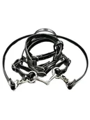 Maskotki i pluszaki - Ogłowie z eko-skóry dla hobby horse A3. Czarne. - miniaturka - grafika 1