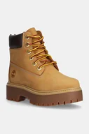 Botki damskie - Timberland workery nubukowe Stone Street kolor brązowy na platformie lekko ocieplone TB1A5RJD2311 - miniaturka - grafika 1