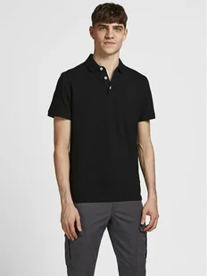 Jack&Jones Polo Paulos 12136668 Czarny Slim Fit - Koszulki męskie - miniaturka - grafika 1