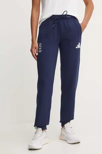 adidas Performance spodnie dresowe Olympic kolor granatowy z nadrukiem JF9047 - Spodnie damskie - miniaturka - grafika 1