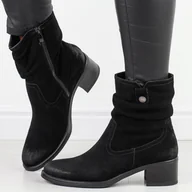 Botki damskie - Czarne skórzane botki damskie Sergio Leone Bt354-S - miniaturka - grafika 1