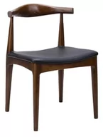 Krzesła - Krzesło ELBOW ciemnobrązowe - drewno jesion, ekoskóra czarna - miniaturka - grafika 1