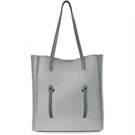 Torby i wózki na zakupy - Torba Damska Duża Torebka Szara Monnari Shopper Lakierowana + Organizer - miniaturka - grafika 1