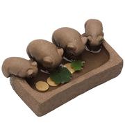 Herbata - El Contente Cztery świnki do picia herbaty Zwierzęta Fioletowy piasek ceramiczna herbata Rzeźby Rzeźby Biurko Ornament - miniaturka - grafika 1