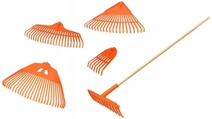 ZESTAW GRABIE OGRODOWE PLASTIK LIŚCI SIANA GRABIENIA KLIK TRZON DREWNO 5w1 - Grabie i motyki - miniaturka - grafika 1