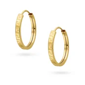 Kolczyki - Złote kolczyki koła kółka wzór grecki 19 mm pr. 585 - miniaturka - grafika 1