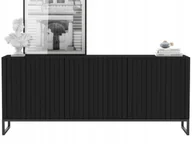 Komody - Komoda Rtv Loft Szafka Rtv Czarny Mat 168cm Industrialna Metalowa Rama Loft - miniaturka - grafika 1