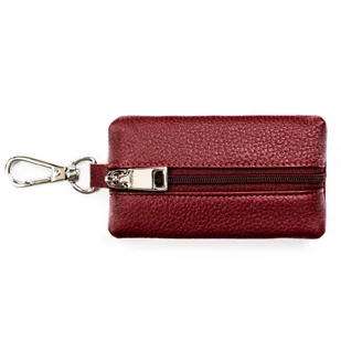 Etui na klucze uniwersalne na suwak karabińczyk bordowe kółeczko na łańcuszku mały portfelik skóra naturalna - Etui na klucze - miniaturka - grafika 1