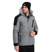 Kurtki męskie - Zimowa kurtka męska z odpinanym futerkiem szaro-czarna V1 OM-JAHP-0144 XXL - miniaturka - grafika 1