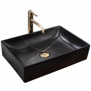 Rea Umywalka nablatowa REA Inga Black Marble Mat - Umywalki - miniaturka - grafika 1