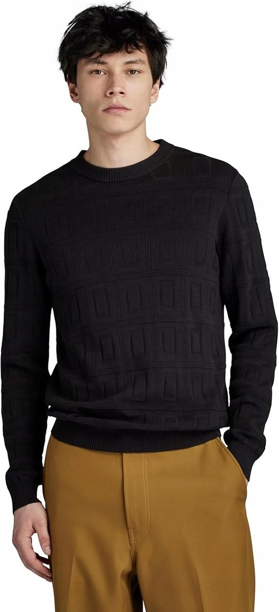 G-Star Raw Sweter Męski Czarny Wzór Geometryczny XL Jhh