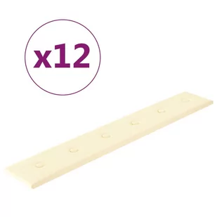 vidaXL Panele ścienne, 12 szt., kremowe, 90x15 cm, sztuczna skóra 343996 - Panele ścienne i boazeria - miniaturka - grafika 3