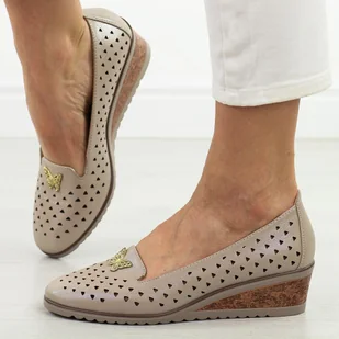 Złote czółenka damskie na koturnie Vinceza 58472 - Czółenka - miniaturka - grafika 1