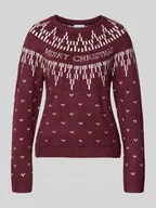 Swetry damskie - Sweter z dzianiny ze wzorem na całej powierzchni model ‘KERTI - miniaturka - grafika 1