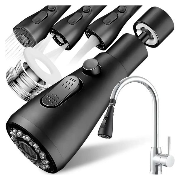Przedłużacz Kranu Kuchennego Aerator Perlator 3 Funkcje 360° Czarny Loft