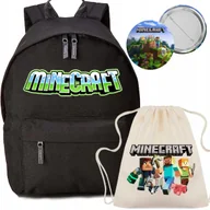 Torebki damskie - Zestaw Do Szkoły Czarny Plecak+Worek+Przypinka MINECRAFT Szkolna Wyprawka - miniaturka - grafika 1