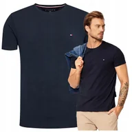 Koszulki męskie - Tommy Hilfiger Koszulka Męska Granatowa T-shirt Sportowy Bawełniany r.S - miniaturka - grafika 1