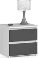 Szafki nocne - Fabryka Mebli Akord Szafka nocna CL2 40 cm 2 szuflady - biała-grafit szary - miniaturka - grafika 1