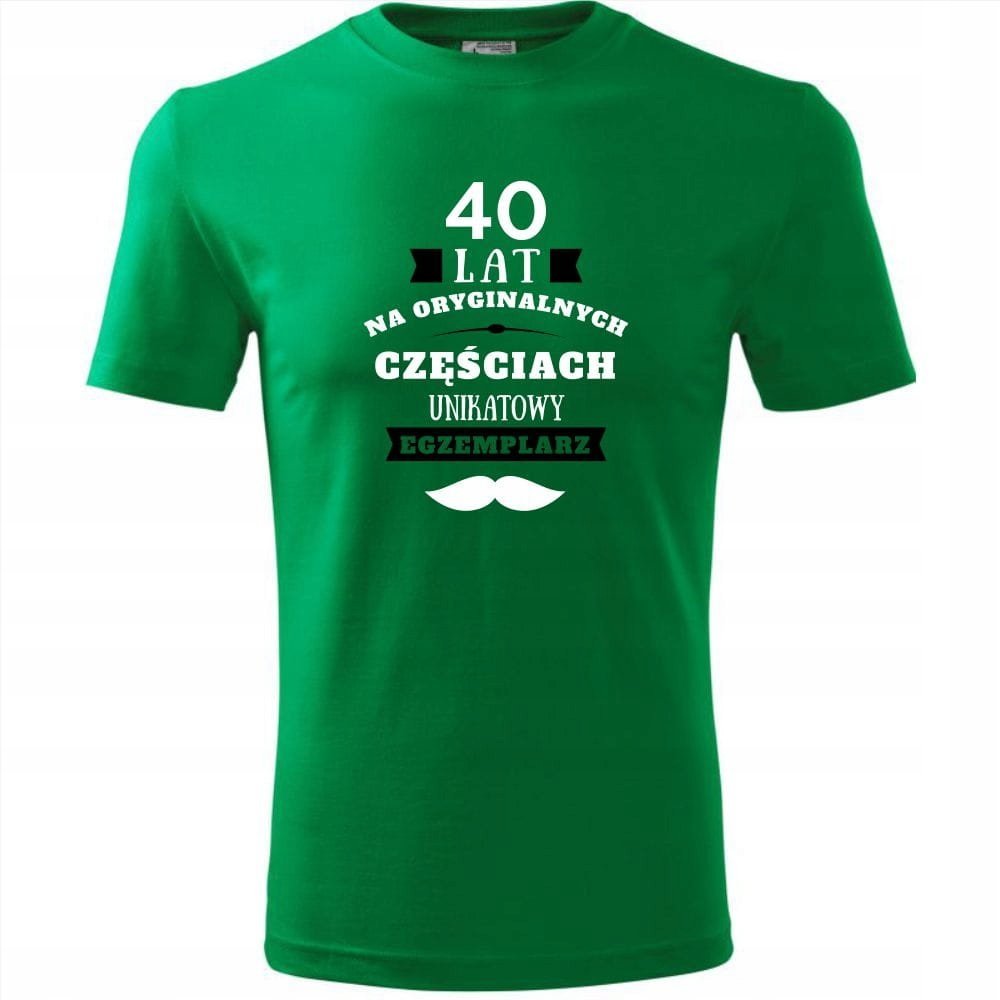 Męska Koszulka Nadruk 40 lat na oryginalnych częściach Prezent Urodziny zielony XXL