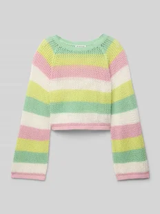 Sweter krótki z dzianiny z czystej bawełny - Swetry dla dziewczynek - miniaturka - grafika 1