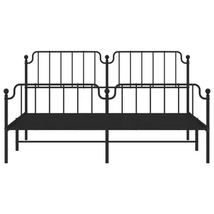 Metalowa rama łóżka z wezgłowiem i zanóżkiem, czarna, 183x213cm Lumarko! - Łóżka - miniaturka - grafika 6