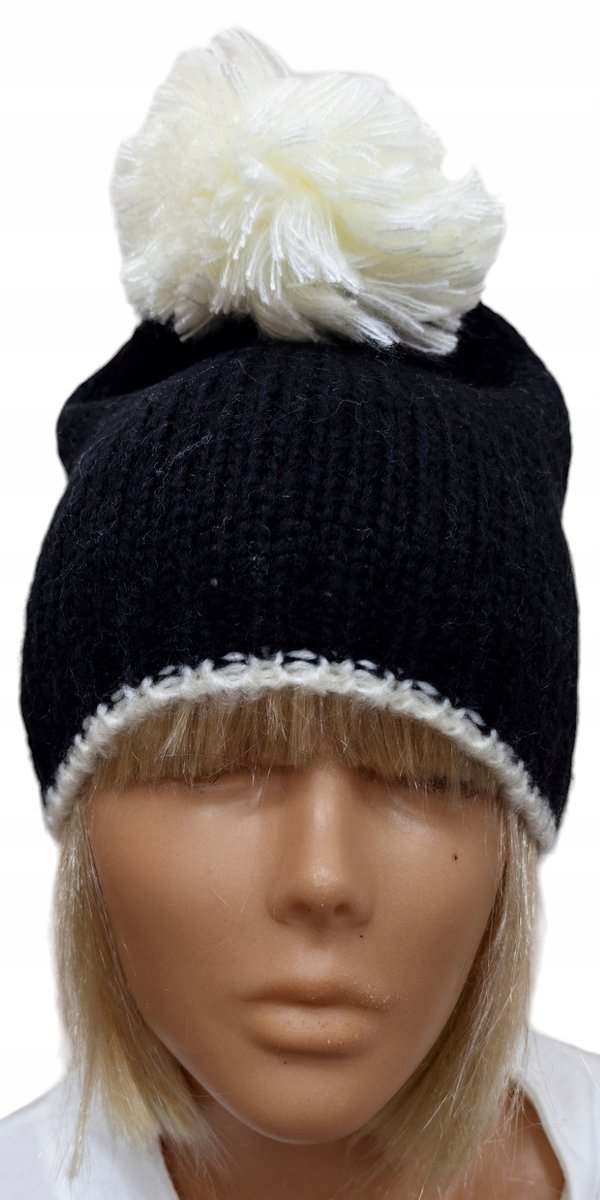 OVS CZAPKA DAMSKA Z BIAŁYM POMPONEM JESIEŃ / ZIMA ROZM. UNIWERSALNY