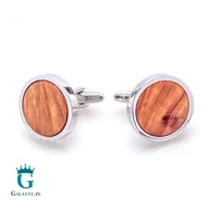 Spinki do mankietów i krawatów - Galante Okrągłe spinki do mankietów z drewnem BRIAR2 BRIAR2/204 - miniaturka - grafika 1