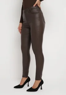 Brązowe Spodnie Skinny z Imitacji Skóry Daciss - Spodnie damskie - miniaturka - grafika 1
