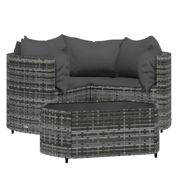 Zestaw wypoczynkowy do ogrodu szary z poduszkami antracytowymi 63x63x57,5 c