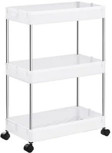 Biały regał z 3 półkami na kółkach - Zonex 3X - Półki do salonu Biały regał z 3 półkami na kółkach - Zonex 3X - Półki do salonu - miniaturka - grafika 1