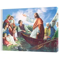 Ikony i obrazy sakralne - Obraz religijny na płótnie Jezus Chrystus nauczający z łodzi - miniaturka - grafika 1