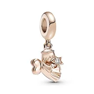 Koszulki i topy damskie - Pandora Pandora Anioł ze skrzydłami w kształcie serca zawieszka charms z 14-karatowego różowego złota stopu metalu z cyrkonią, 789650C01 - miniaturka - grafika 1
