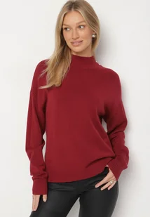 Bordowy Golf z Metalicznymi Guzikami Aderlia - Swetry damskie - miniaturka - grafika 1