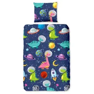 Pościel dla dzieci - Muller Textiles Good Morning Pościel dziecięca DINOSPACE, 140 x 200/220 cm, kolorowa - miniaturka - grafika 1