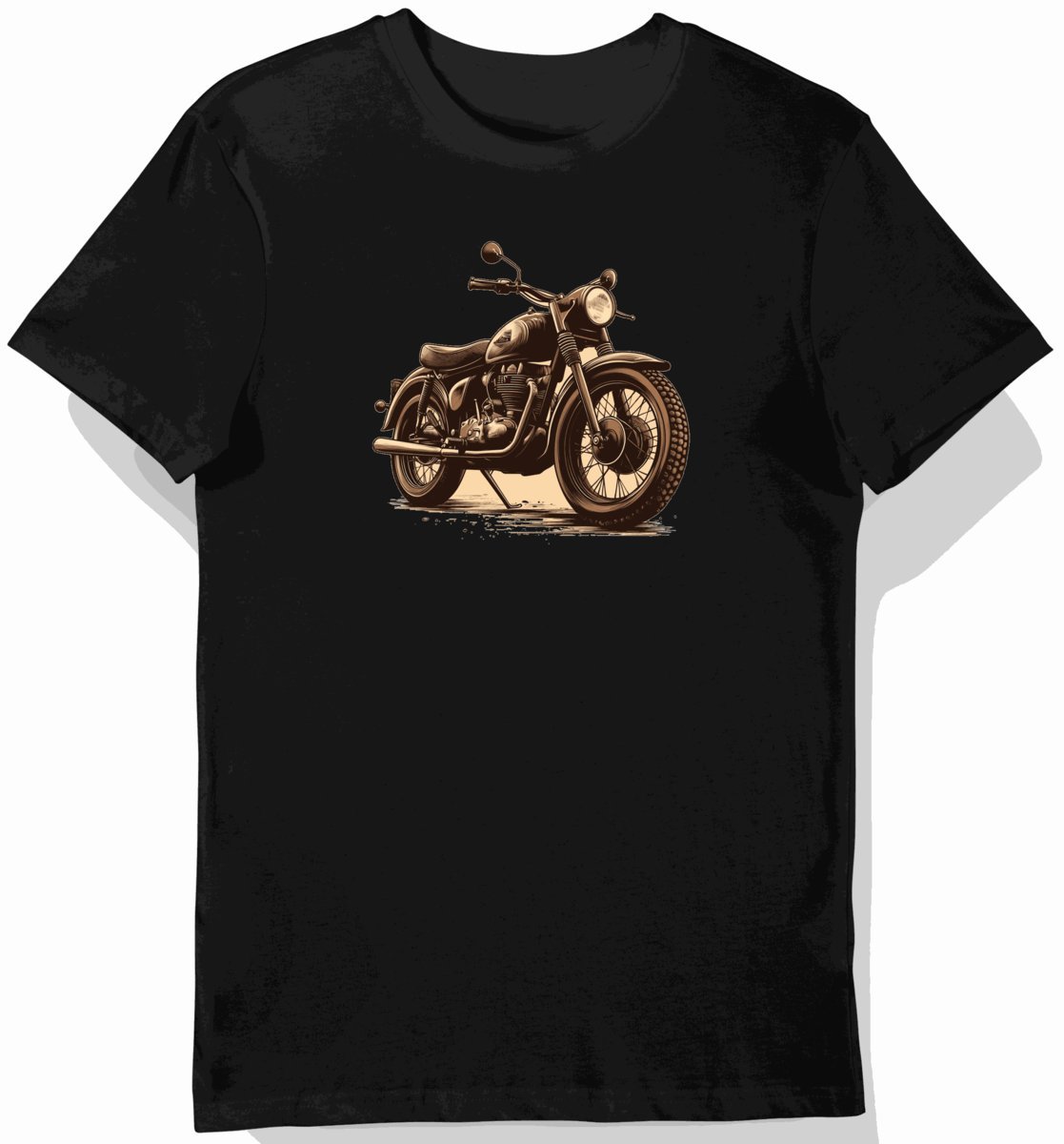 Koszulka męska czarna z Motorem w Stylu Klasycznym S