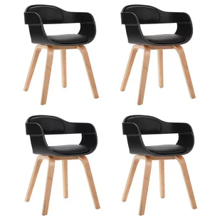 Krzesła stołowe, 4 szt., czarne, gięte drewno i sztuczna skóra - Krzesła - miniaturka - grafika 1