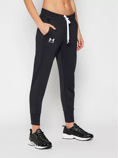 Spodnie sportowe damskie - Under Armour Spodnie dresowe Ua Rival 1356416 Czarny Loose Fit - grafika 1