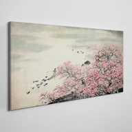 Obrazy i zdjęcia na płótnie - Obraz Canvas Drzewo Kwiaty Kaczki 100x50cm - miniaturka - grafika 1