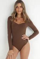 Body - Brązowe Body z Kwadratowym Dekoltem Phicise - miniaturka - grafika 1